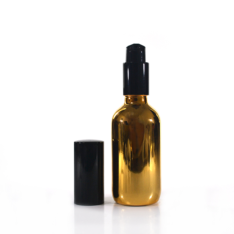 wholesale 2 oz electroplate gold essential oil glass bottle