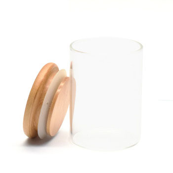 wholesale 2 oz high quality borosilicate glass jars with bamboo wooden suction lid