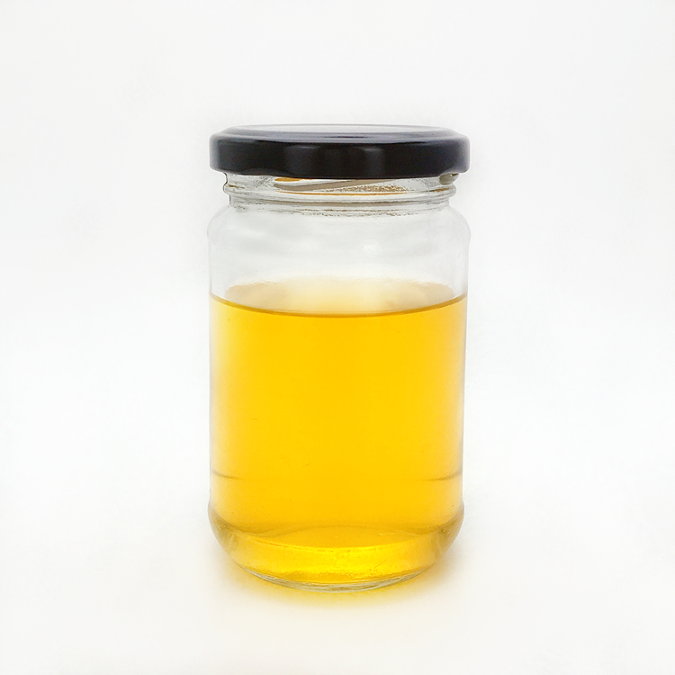 wholesale 200 ml transparent round glass jar for jam with metal cap