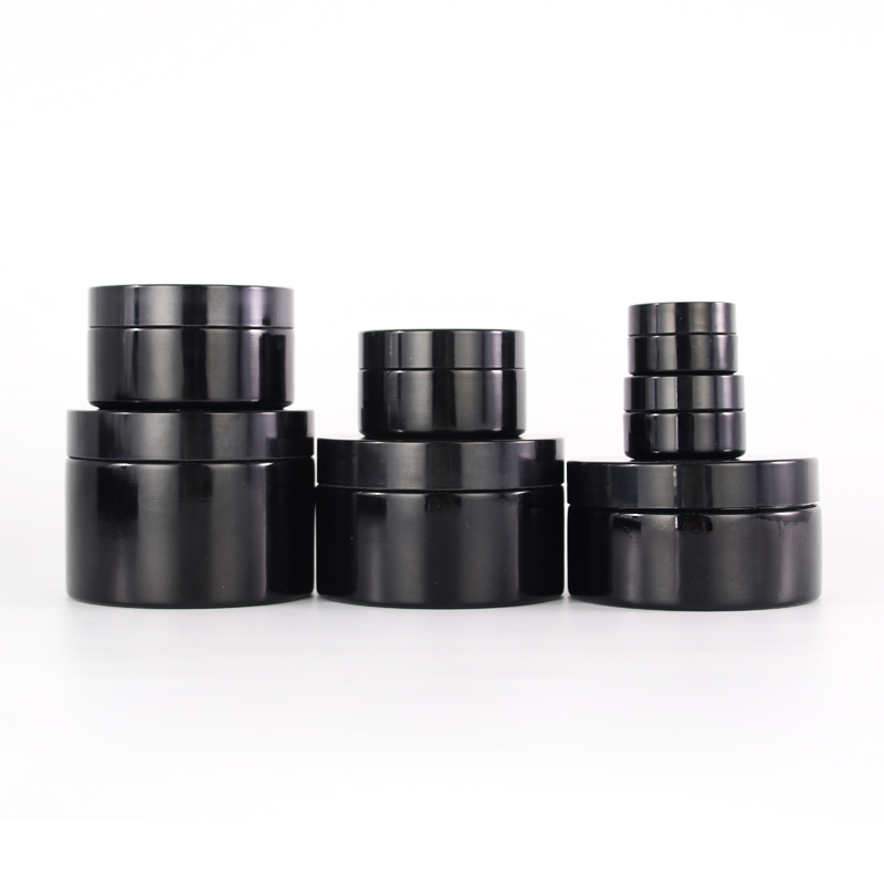 wholesale 200ml 250ml wide mouth flat round cream bottle dark violet glass cosmetic face cream jar big glass jar
