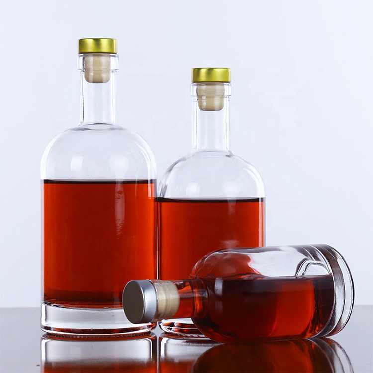 wholesale 200ml 375ml 500ml 750ml 1000ml Clear glass bottles packaging for liquor vodka wine