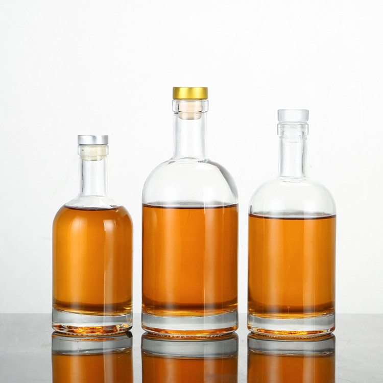 wholesale 200ml 375ml 500ml 750ml 1000ml empty clear round glass wine bottle for vodka