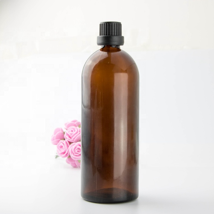 wholesale 200ml matte amber glass packaging cosmetics round bottles for essential oil lotion bottle