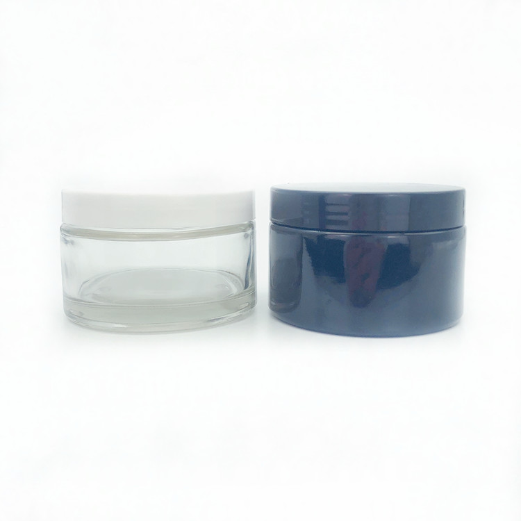wholesale 200ml round glass cosmetics jar for mudpack with plastic lid