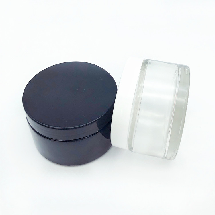 wholesale 200ml round glass cosmetics jar for mudpack with plastic lid