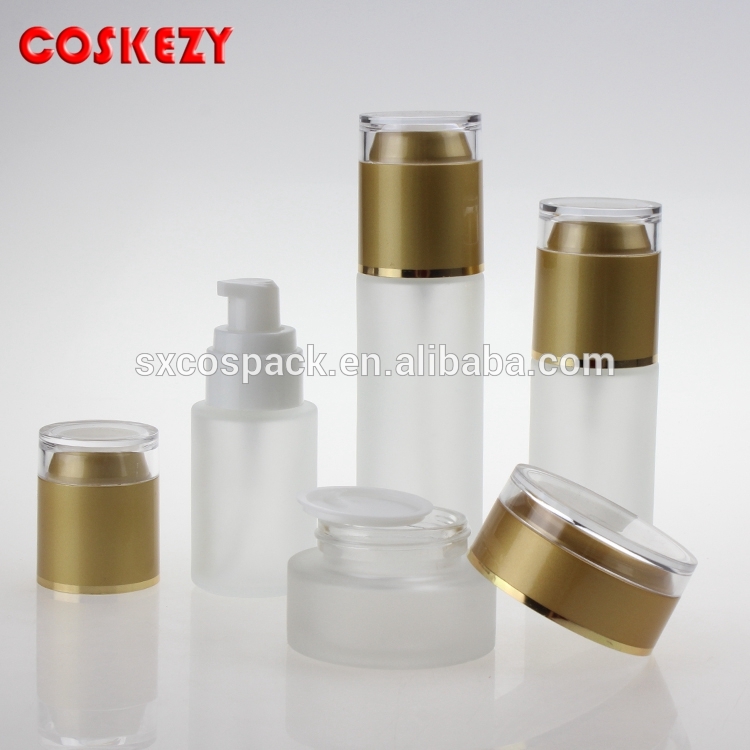 wholesale 20g cosmetic cream jar, frosted glass cream jar with silver/golden lid