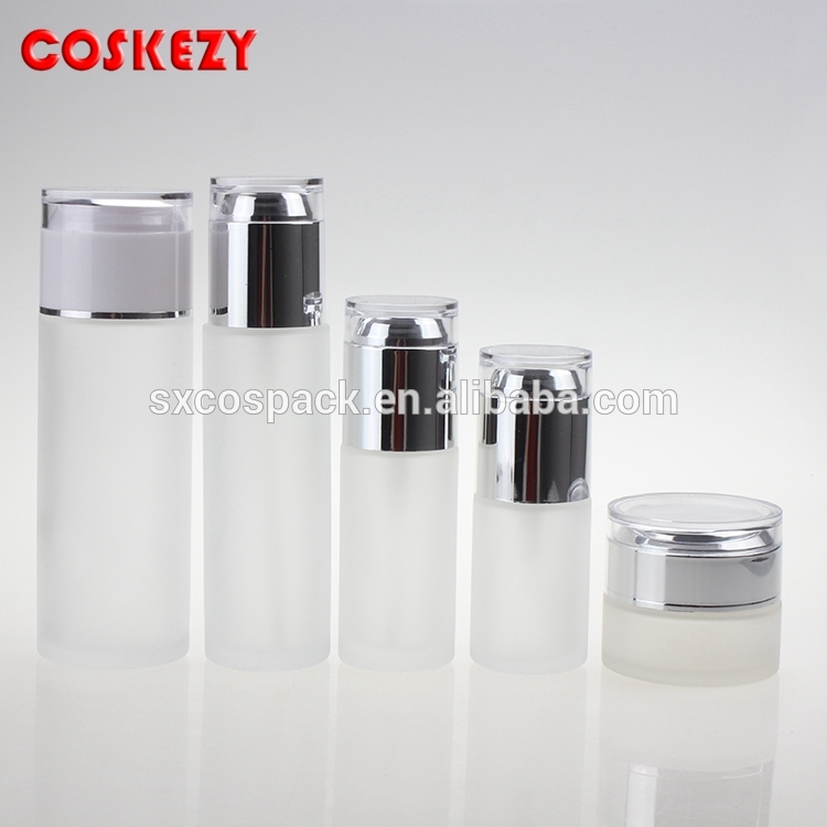 wholesale 20g cosmetic cream jar, frosted glass cream jar with silver/golden lid