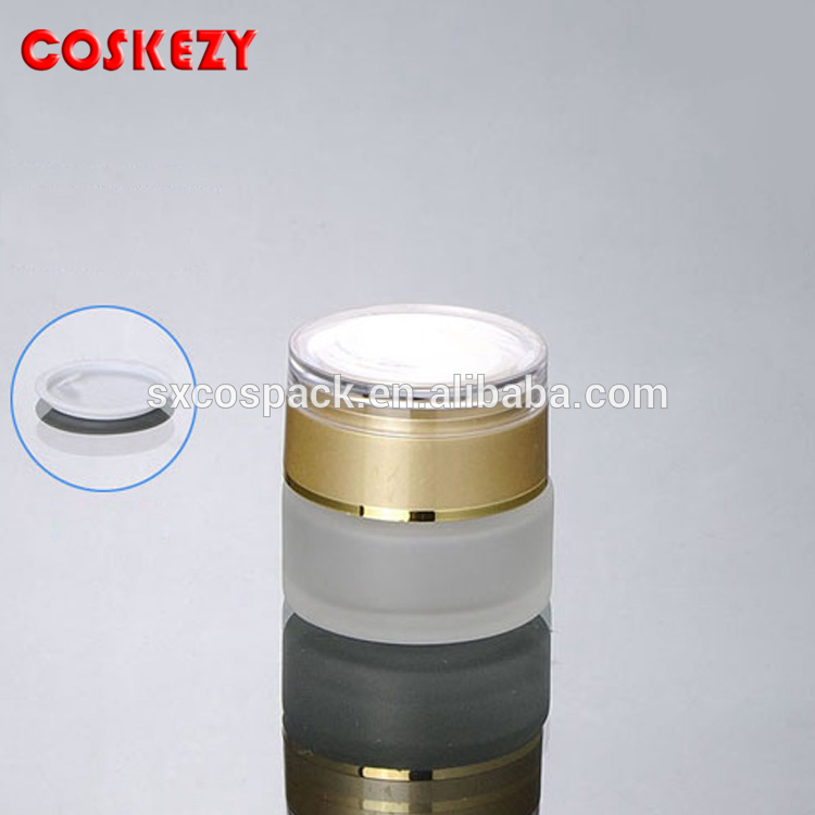 wholesale 20g cosmetic cream jar, frosted glass cream jar with silver/golden lid