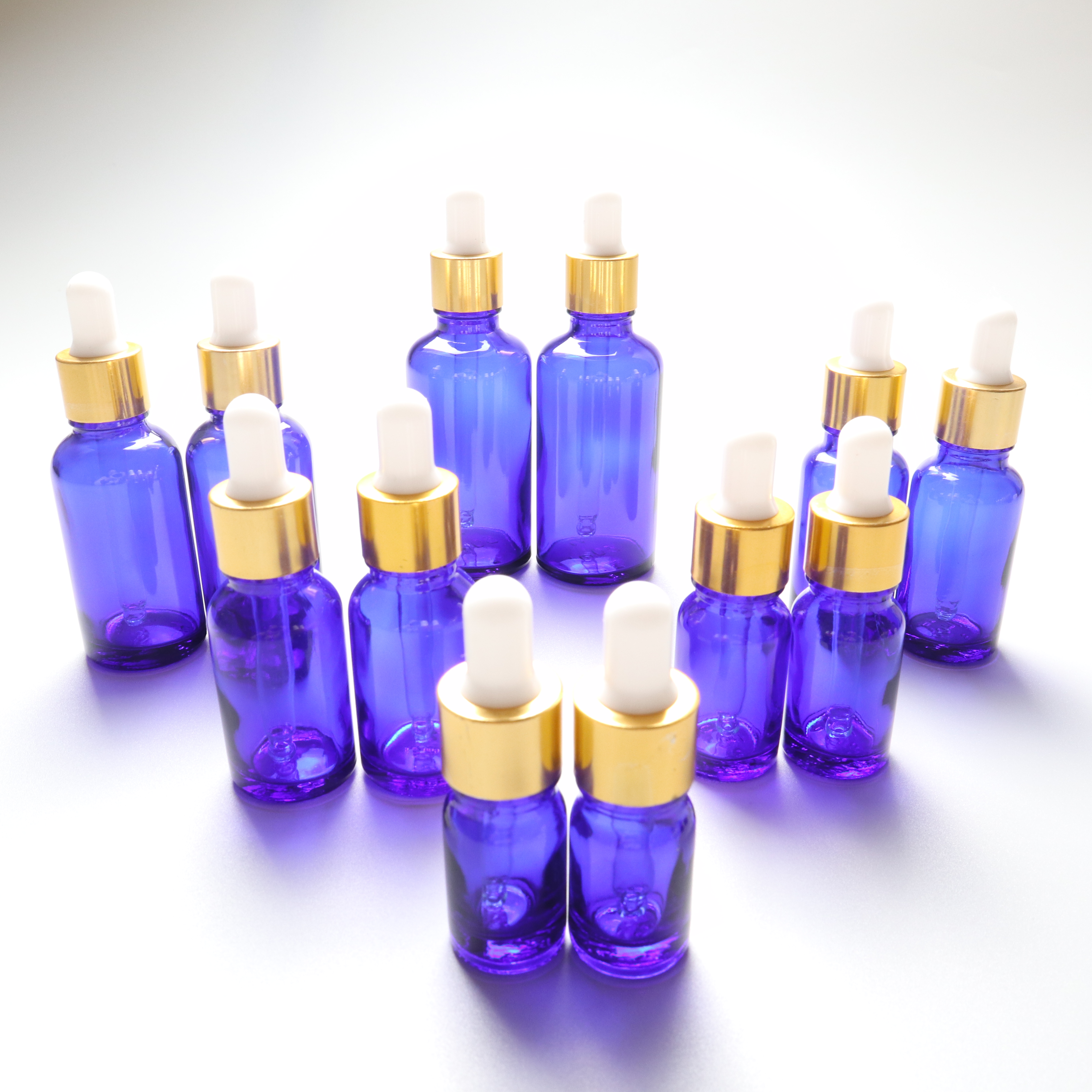 wholesale 20ml 100 ml Cobalt Blue canada dropper essential oil glass bottle