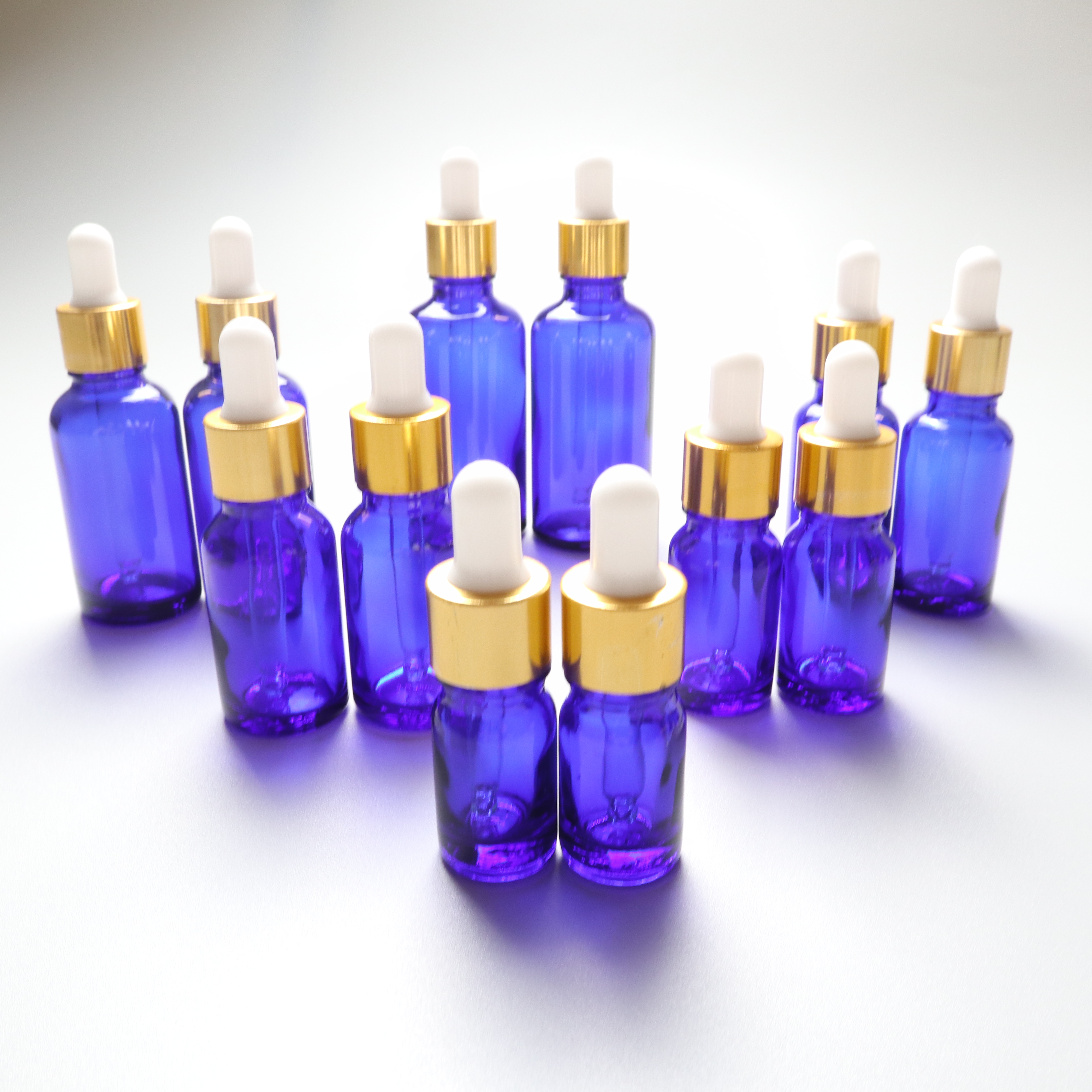 wholesale 20ml 100 ml Cobalt Blue canada dropper essential oil glass bottle