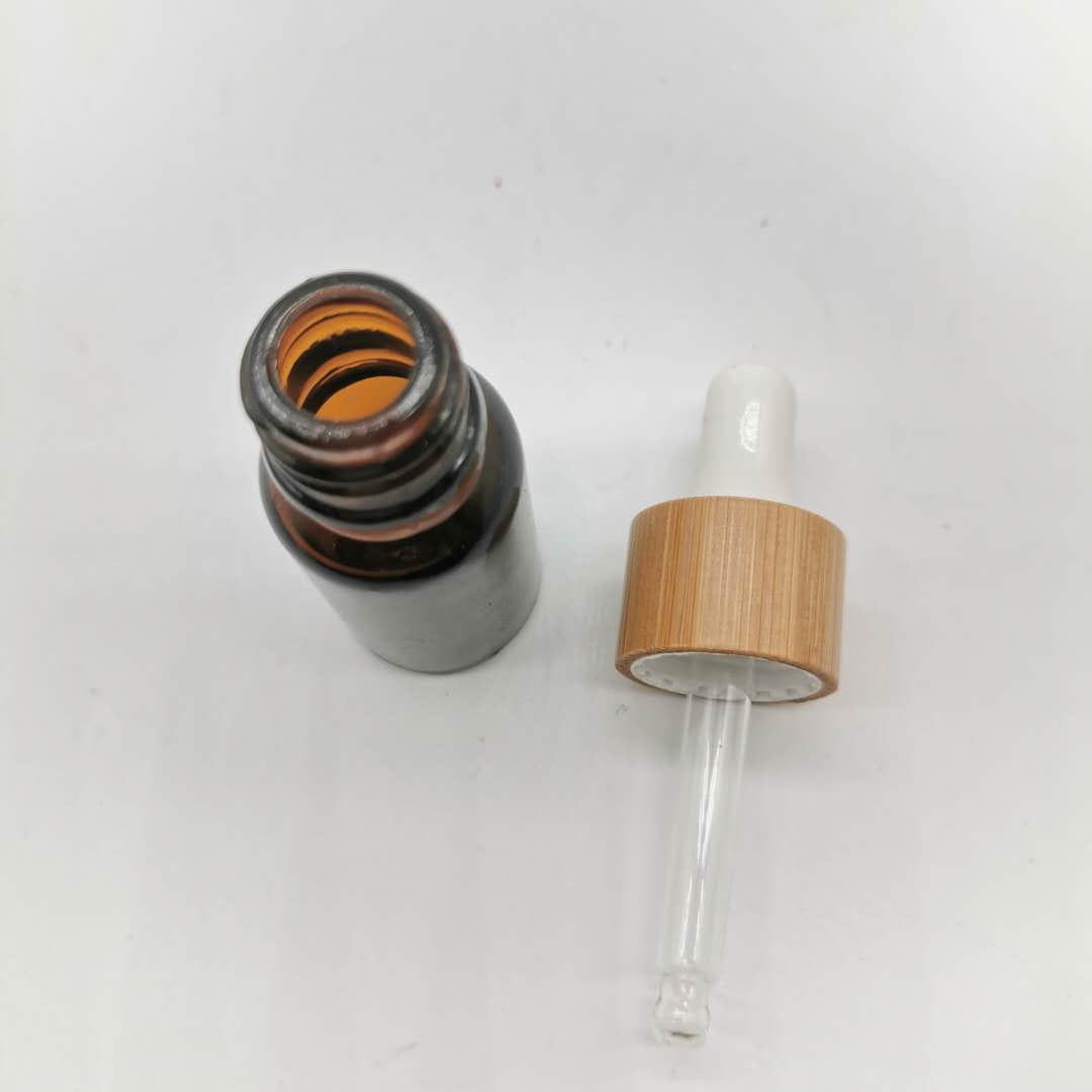 wholesale 20ml amber glass essential oil bottle with bamboo dropper