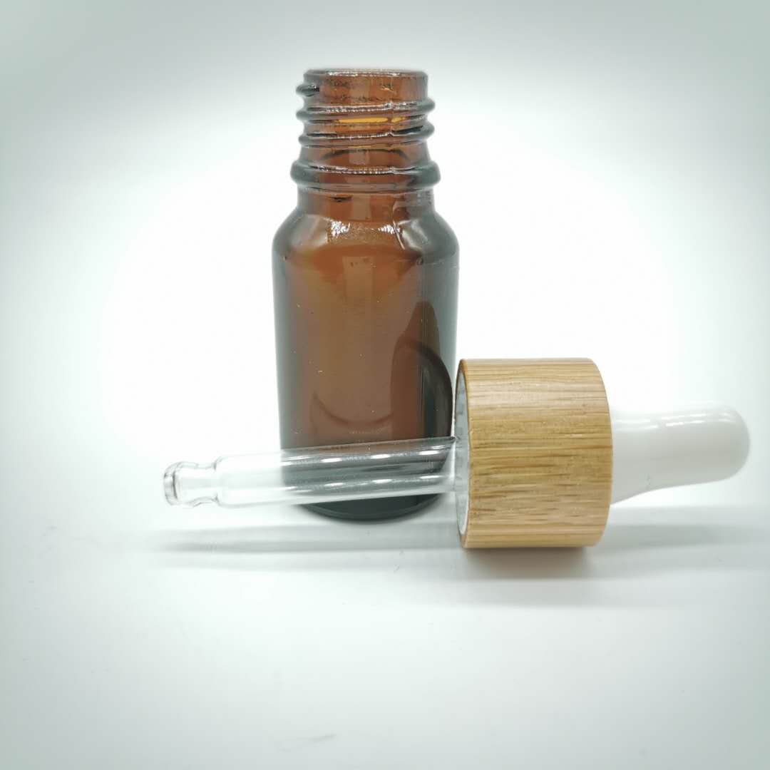 wholesale 20ml amber glass essential oil bottle with bamboo dropper