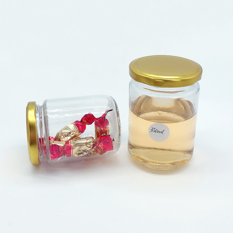 wholesale 240ml 350ml round clear glass jam jar with metal lid