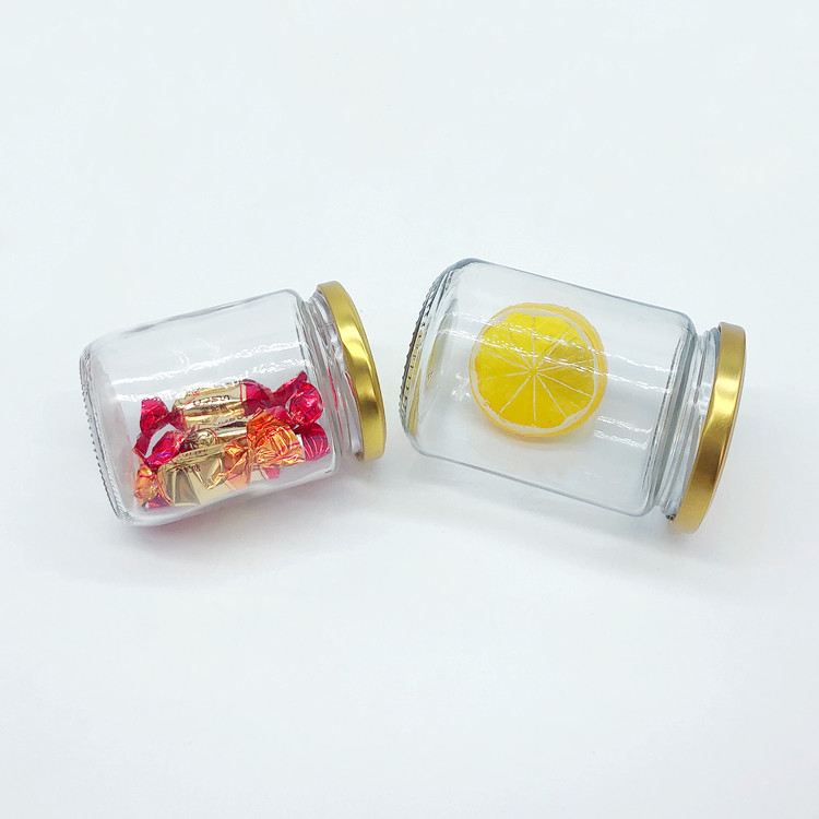 wholesale 240ml 350ml round clear glass jam jar with metal lid