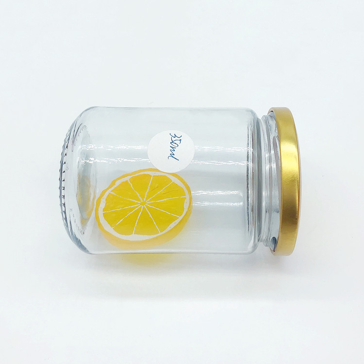 wholesale 240ml 350ml round clear glass jam jar with metal lid