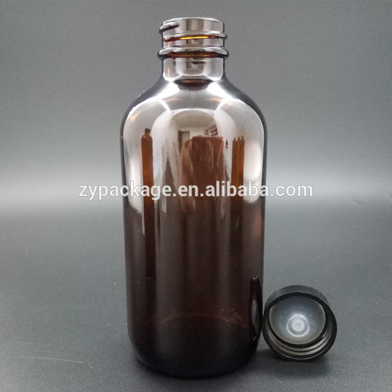 wholesale 240ml 8oz Amber Glass Boston Bottles for Syrup Pharmaceutical Glass Bottle
