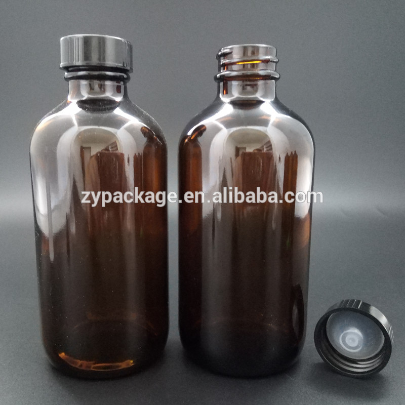 wholesale 240ml 8oz Amber Glass Boston Bottles for Syrup Pharmaceutical Glass Bottle
