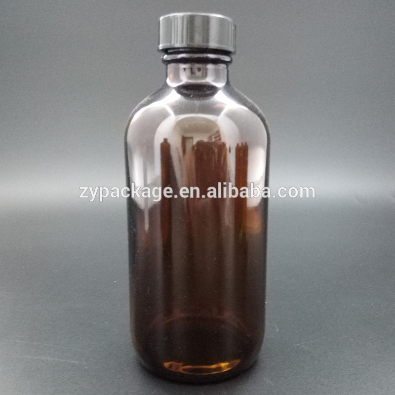 wholesale 240ml 8oz Amber Glass Boston Bottles for Syrup Pharmaceutical Glass Bottle
