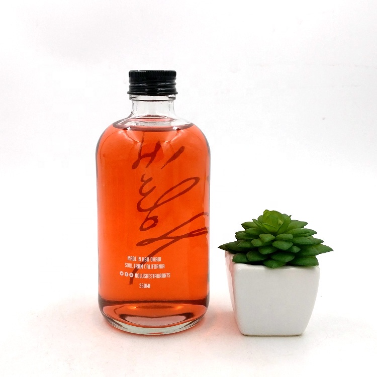 wholesale 250ml 350ml cold pressed juice bottle 500ml boston round glass bottle with aluminium cap for homemade drinks coffee