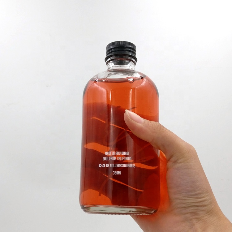 wholesale 250ml 350ml cold pressed juice bottle 500ml boston round glass bottle with aluminium cap for homemade drinks coffee