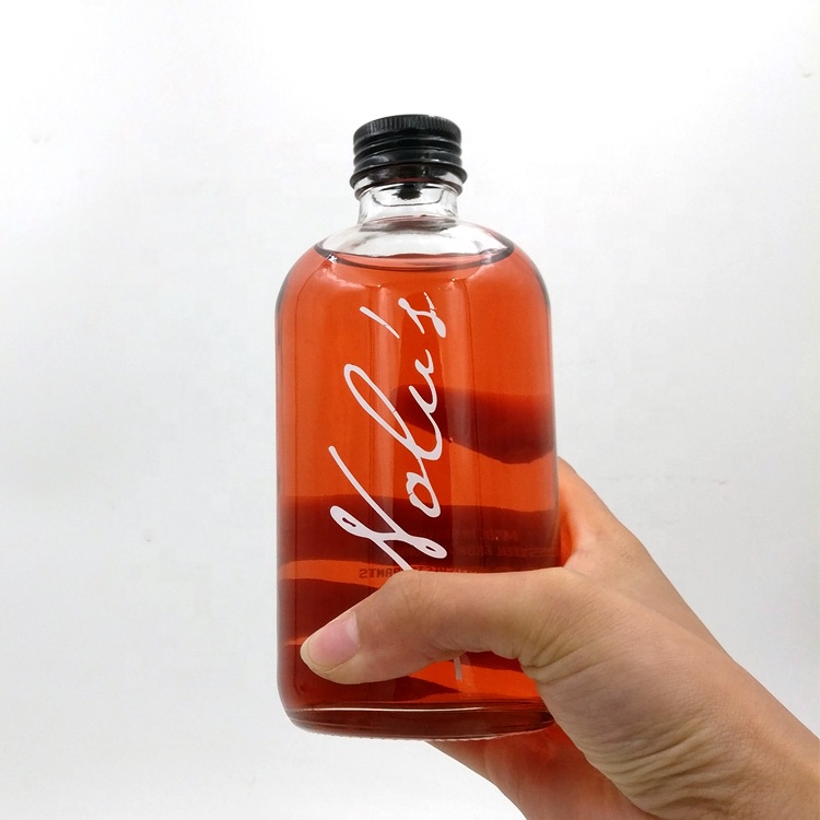 wholesale 250ml 350ml cold pressed juice bottle 500ml boston round glass bottle with aluminium cap for homemade drinks coffee