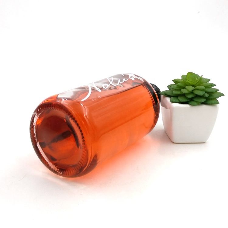wholesale 250ml 350ml cold pressed juice bottle 500ml boston round glass bottle with aluminium cap for homemade drinks coffee