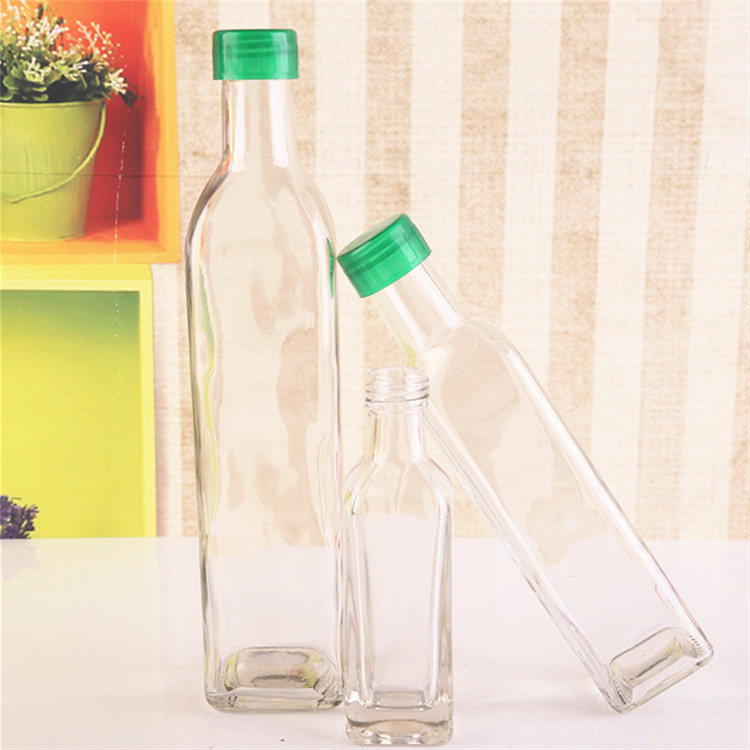 wholesale 250ml 500ml 750ml 1000ml clear square glass bottle for olive oil