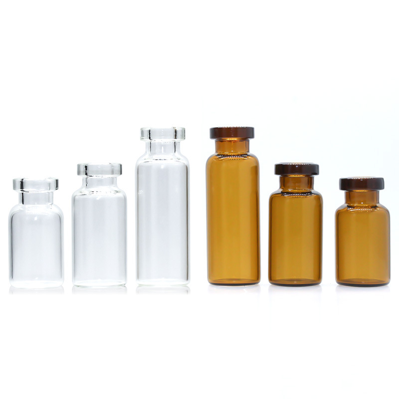 wholesale 2ml 3ml 5ml 10ml 15ml glass amber vial penicillin bottles with butyl rubber stopper