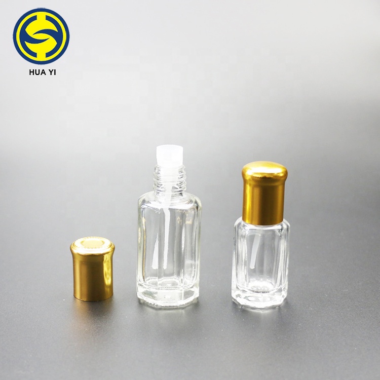 wholesale 2ml 3ml 6ml 10ml 12ml octagonal glass perfume attar oil roll on glass bottle