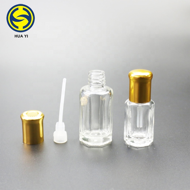 wholesale 2ml 3ml 6ml 10ml 12ml octagonal glass perfume attar oil roll on glass bottle