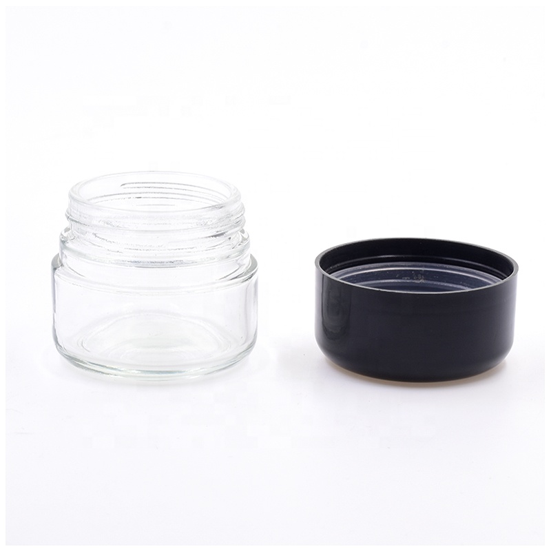 wholesale 2oz 3 oz clear round flower packaging concentrate jar cosmetic weed jar cbd child resistant glass jar with dome CR lid
