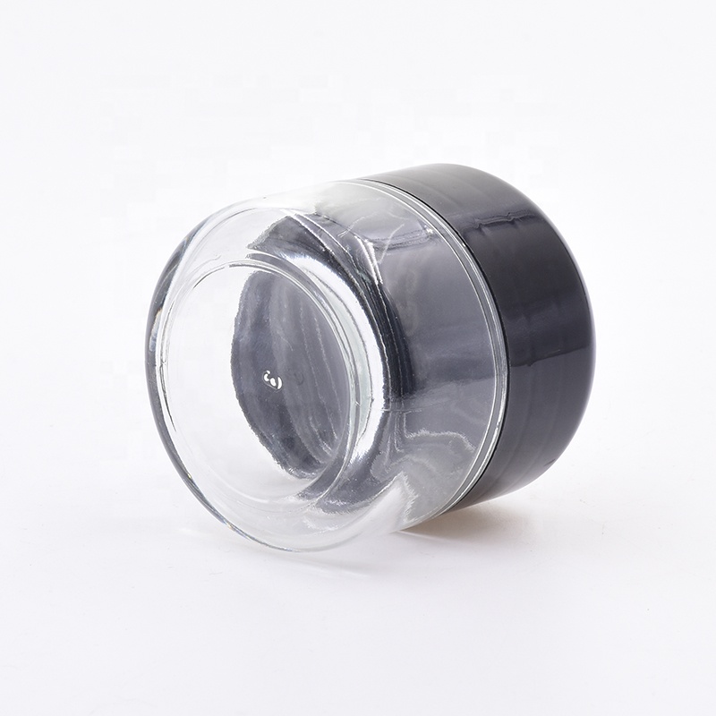 wholesale 2oz 3 oz clear round flower packaging concentrate jar cosmetic weed jar cbd child resistant glass jar with dome CR lid