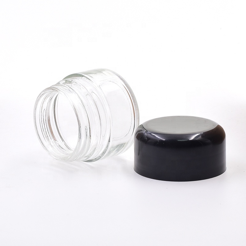 wholesale 2oz 3 oz clear round flower packaging concentrate jar cosmetic weed jar cbd child resistant glass jar with dome CR lid