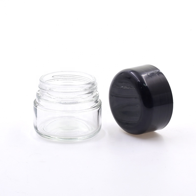 wholesale 2oz 3 oz clear round flower packaging concentrate jar cosmetic weed jar cbd child resistant glass jar with dome CR lid