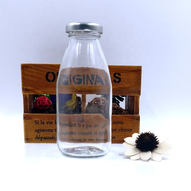 wholesale 300ml milk glass bottle 10oz empty cold pressed juice bottle with lids