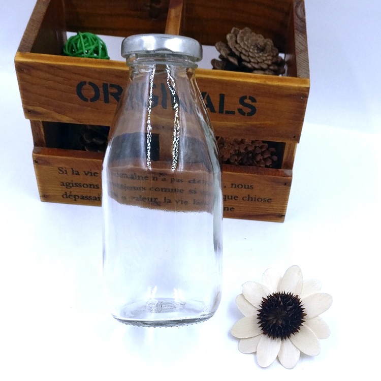 wholesale 300ml milk glass bottle 10oz empty cold pressed juice bottle with lids