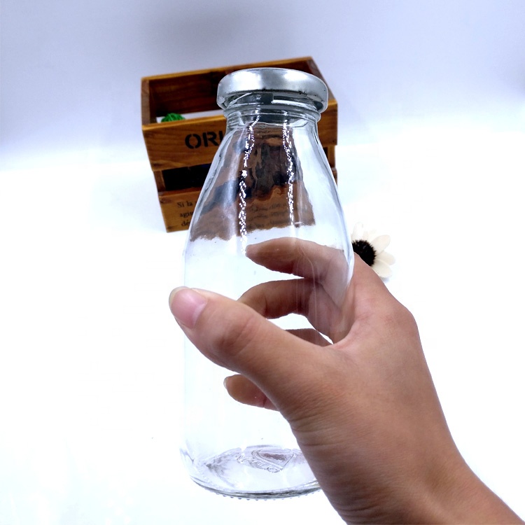 wholesale 300ml milk glass bottle 10oz empty cold pressed juice bottle with lids
