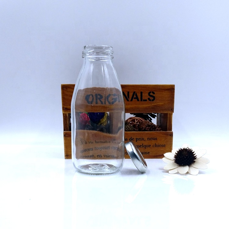 wholesale 300ml milk glass bottle 10oz empty cold pressed juice bottle with lids