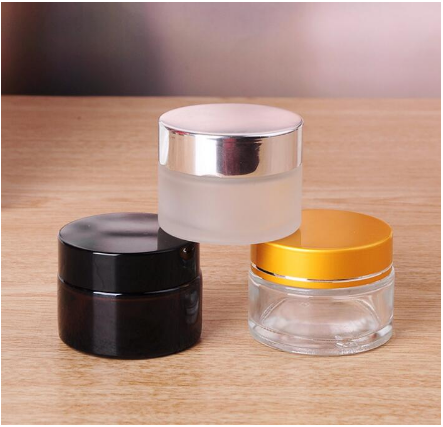 wholesale 30g 50g 100g frosted clear glass cream jar cosmetic glass jars with aluminum lid