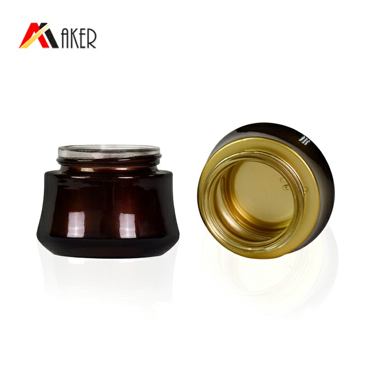 wholesale 30g 50g 1oz 2oz black gradient gold alumite cap glass lotion eye cream cosmetic packaging skincare jar