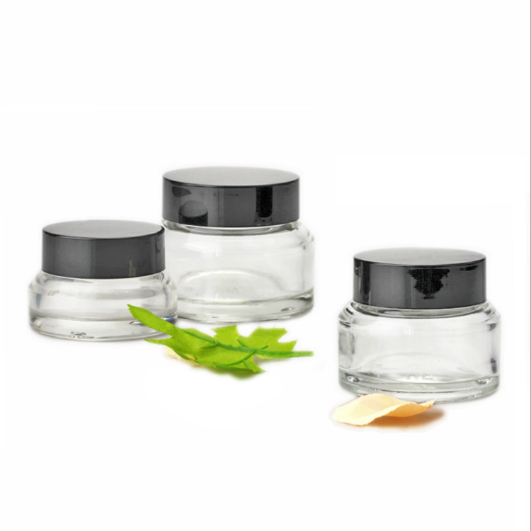 wholesale 30g 50g clear Inclined shoulder glass jar cosmetic packaging container face cream glass jar