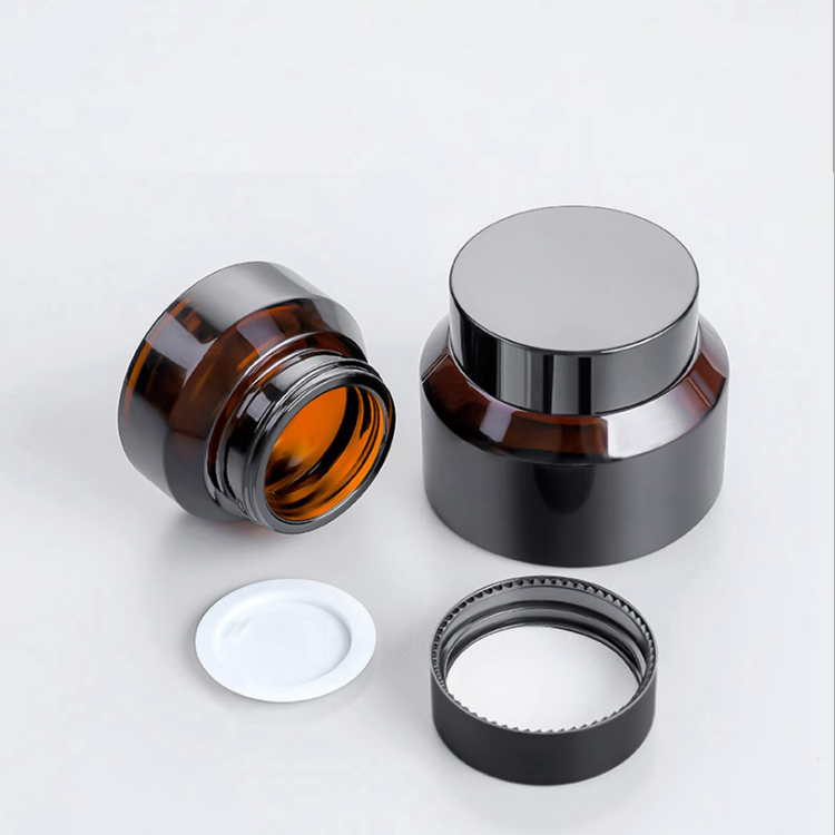 wholesale 30g 50g clear Inclined shoulder glass jar cosmetic packaging container face cream glass jar
