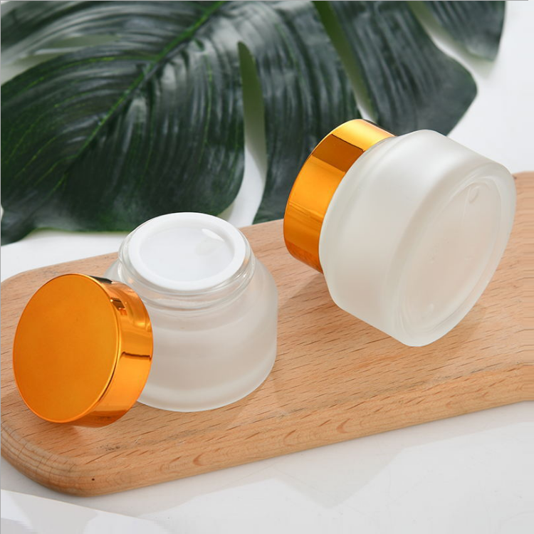 wholesale 30g 50g clear Inclined shoulder glass jar cosmetic packaging container face cream glass jar