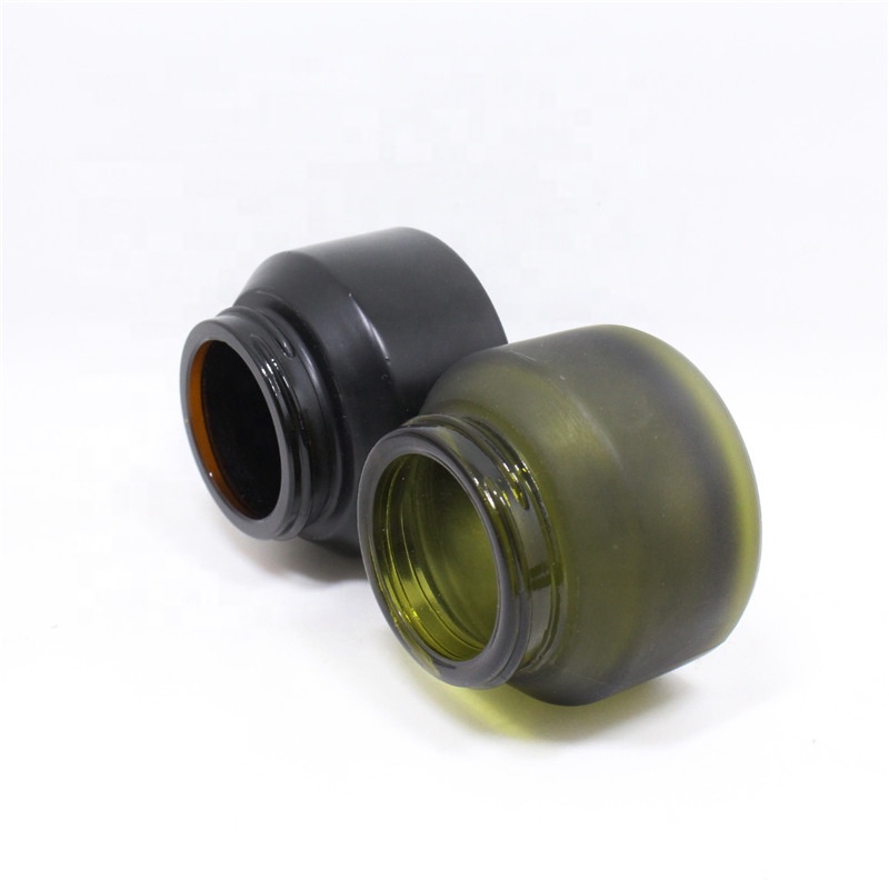 wholesale 30g 50g matte green black cosmetic glass jar for skincare face cream mask