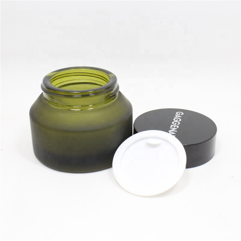 wholesale 30g 50g matte green black cosmetic glass jar for skincare face cream mask