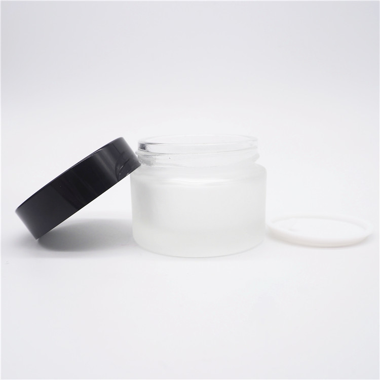 wholesale 30g 50g personal use white color frosted facial cream cosmetic glass jar container