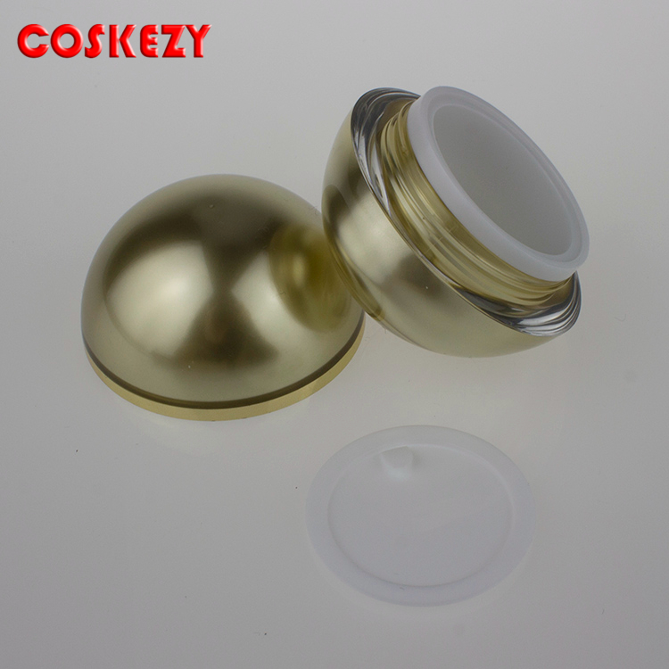 wholesale 30g gold acrylic ball shape cream jar, 30 g golden plastic jar for cream,wholesale 1 ounce gold plastic day cream