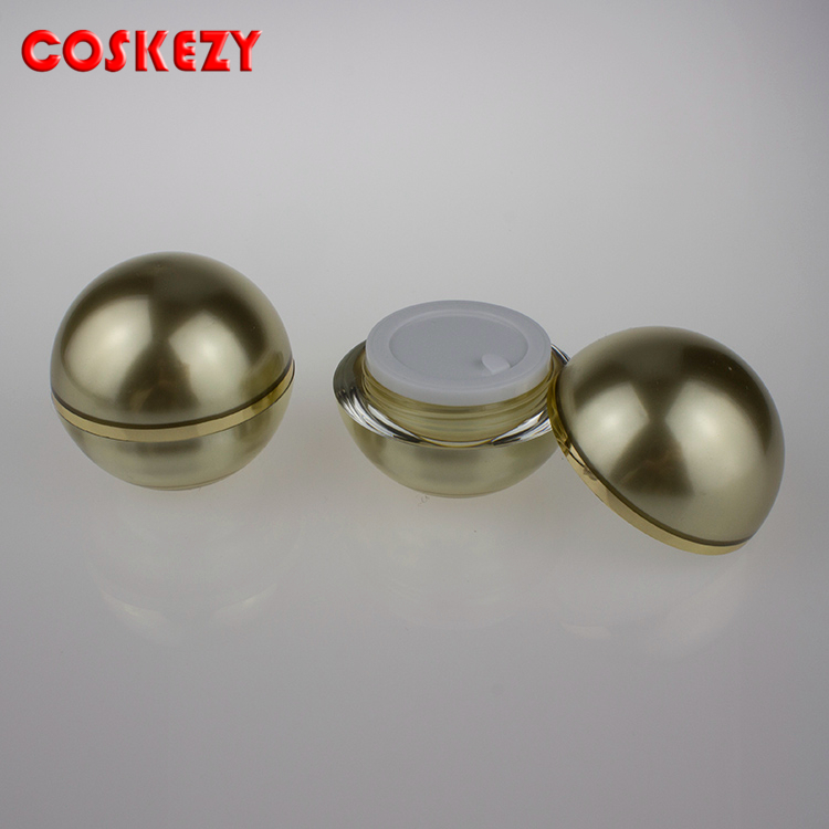 wholesale 30g gold acrylic ball shape cream jar, 30 g golden plastic jar for cream,wholesale 1 ounce gold plastic day cream