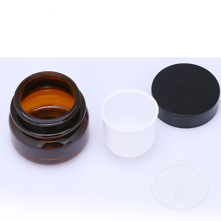 wholesale 30ml 1oz thick pet amber jar double plastic cream cosmetic packaging container with ABS screw cap