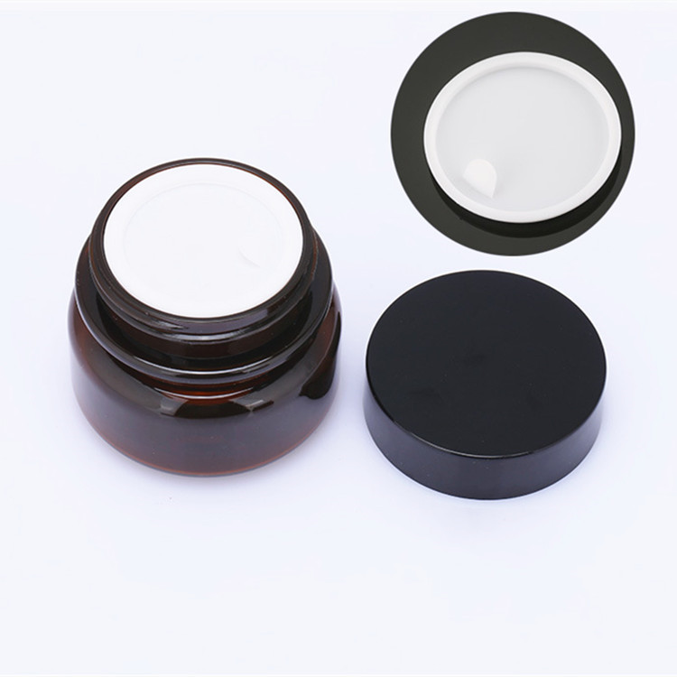 wholesale 30ml 1oz thick pet amber jar double plastic cream cosmetic packaging container with ABS screw cap